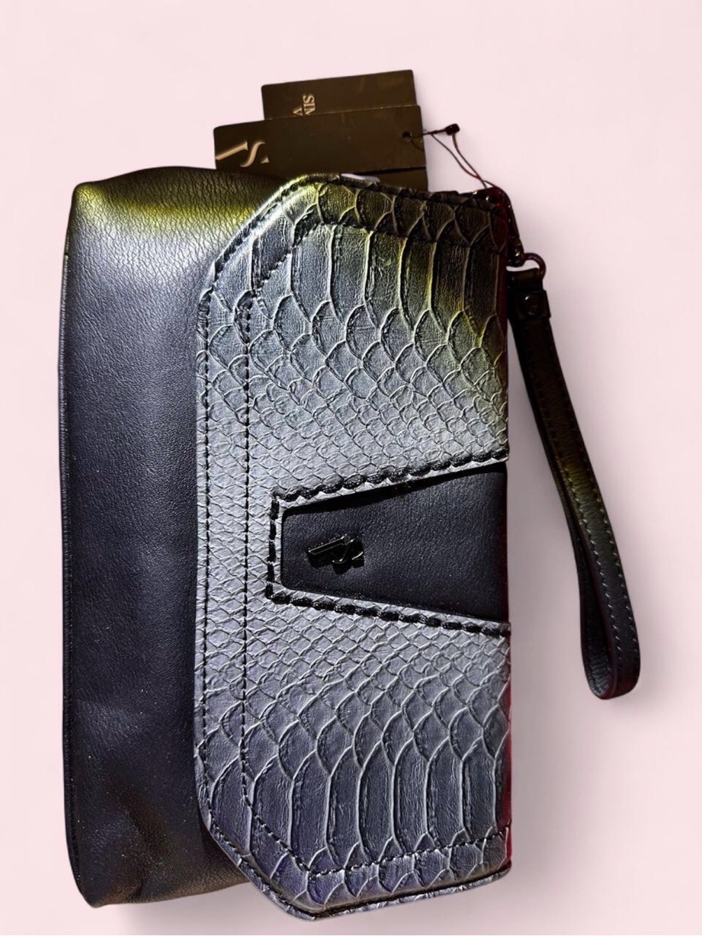 Simply Vera Vera Wang Black Textured Wristlet Clutch